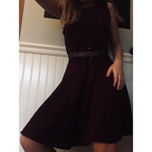 burgundy lace evening/dance dress